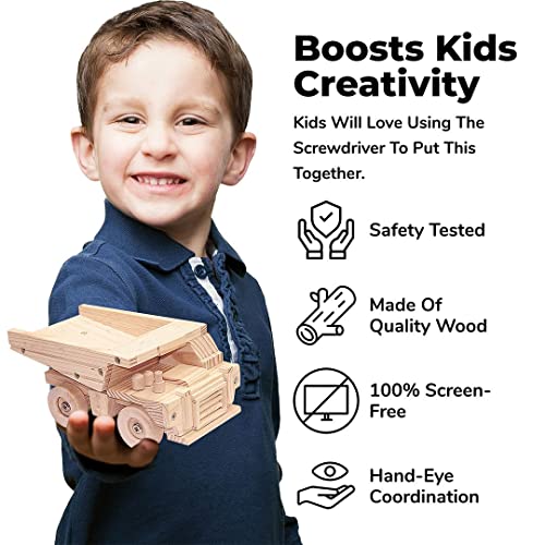 Kraftic Woodworking Building Kit for Kids and Adults, with 3 Educational DIY Carpentry Construction Wood Model Kit Toy Projects for Boys and Girls - T